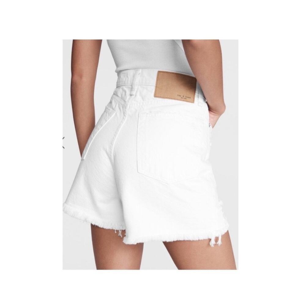 Rag & Bone Maya High Waist Shorts in White. - Picture 3 of 13